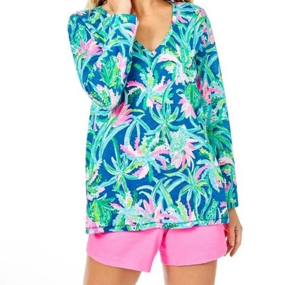 Lilly Pulitzer | Etta Cotton Long Sleeve Sweet Escape Printed Top Small - Picture 1 of 7